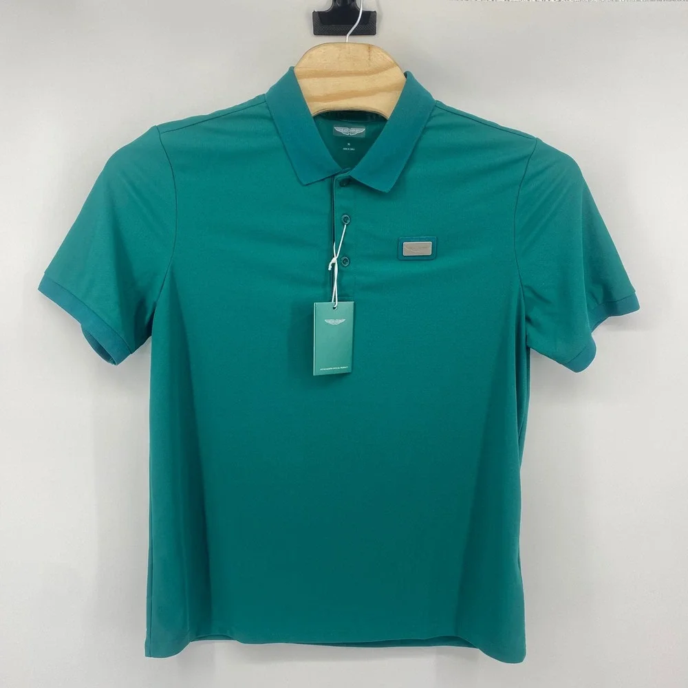 Aston Martin Polo Shirt Mens XL Teal Green Short‎ Sleeve AML23KPO01XL NWT Logo